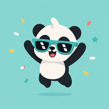 Ori the panda, celebrating